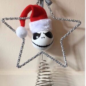 Jack Skellington Christmas Star Tree Topper with Santa Hat. New w:o tags.
